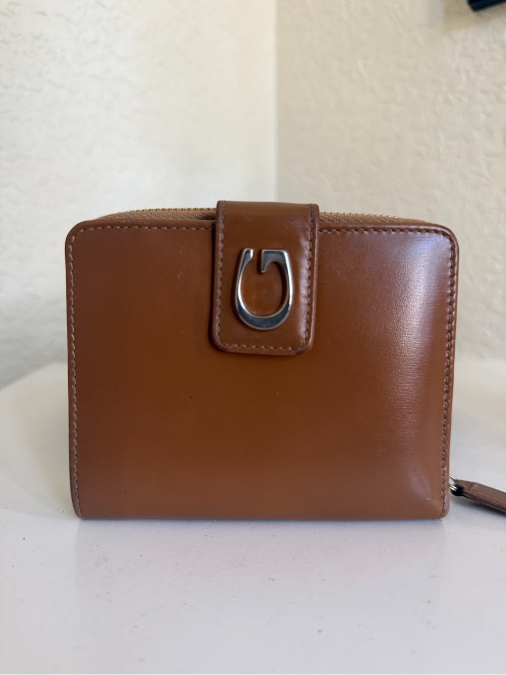 Gucci Horseshoe Tan leather bifold Compact wallet Clutch Made in Italy - Picture 2 of 15